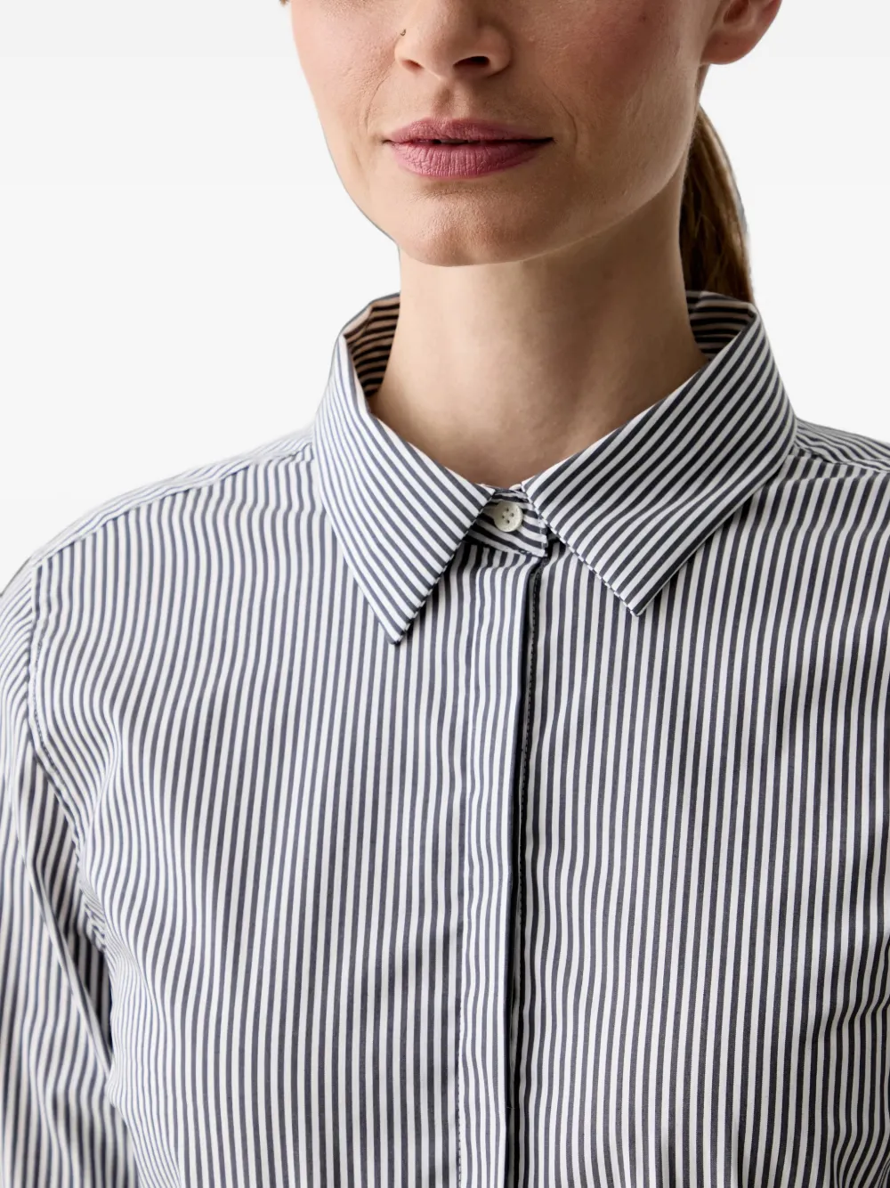 Mos Mosh MMMattie Flip gestreepte blouse met ruches Blauw