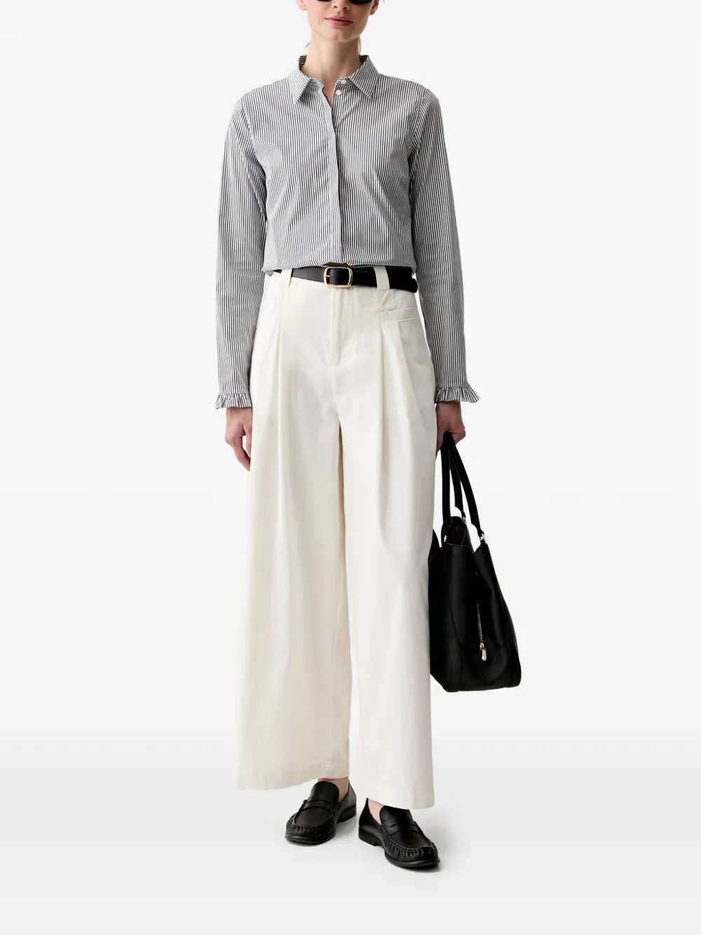 Mos Mosh MMMattie Flip gestreepte blouse met ruches Blauw
