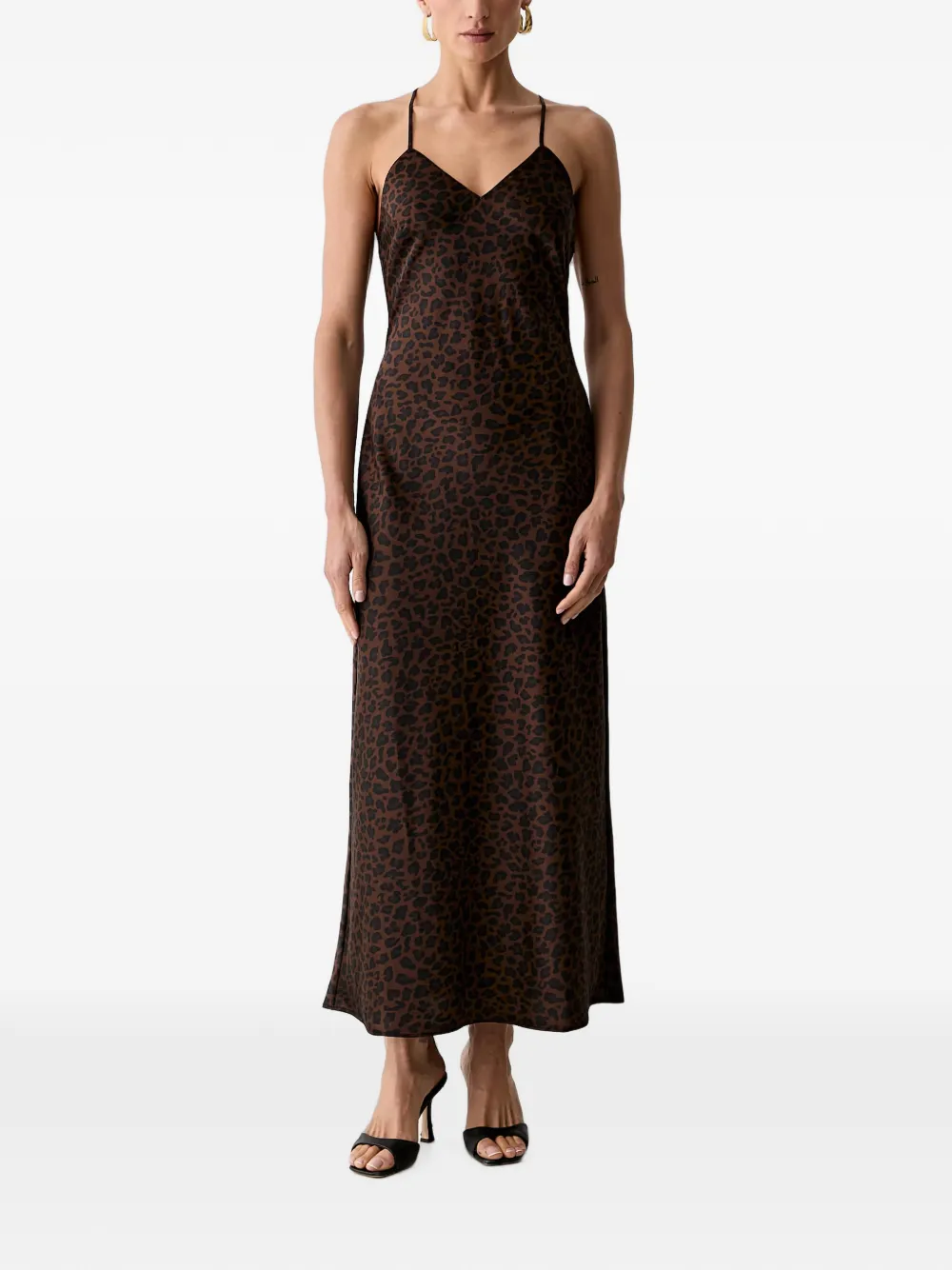 Morgan Leopard-print Backless Maxi Dress In Brown