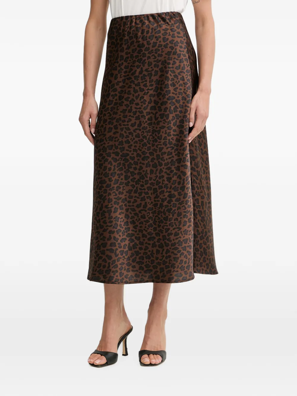Morgan Leopard-print Side-slit Skirt In Brown