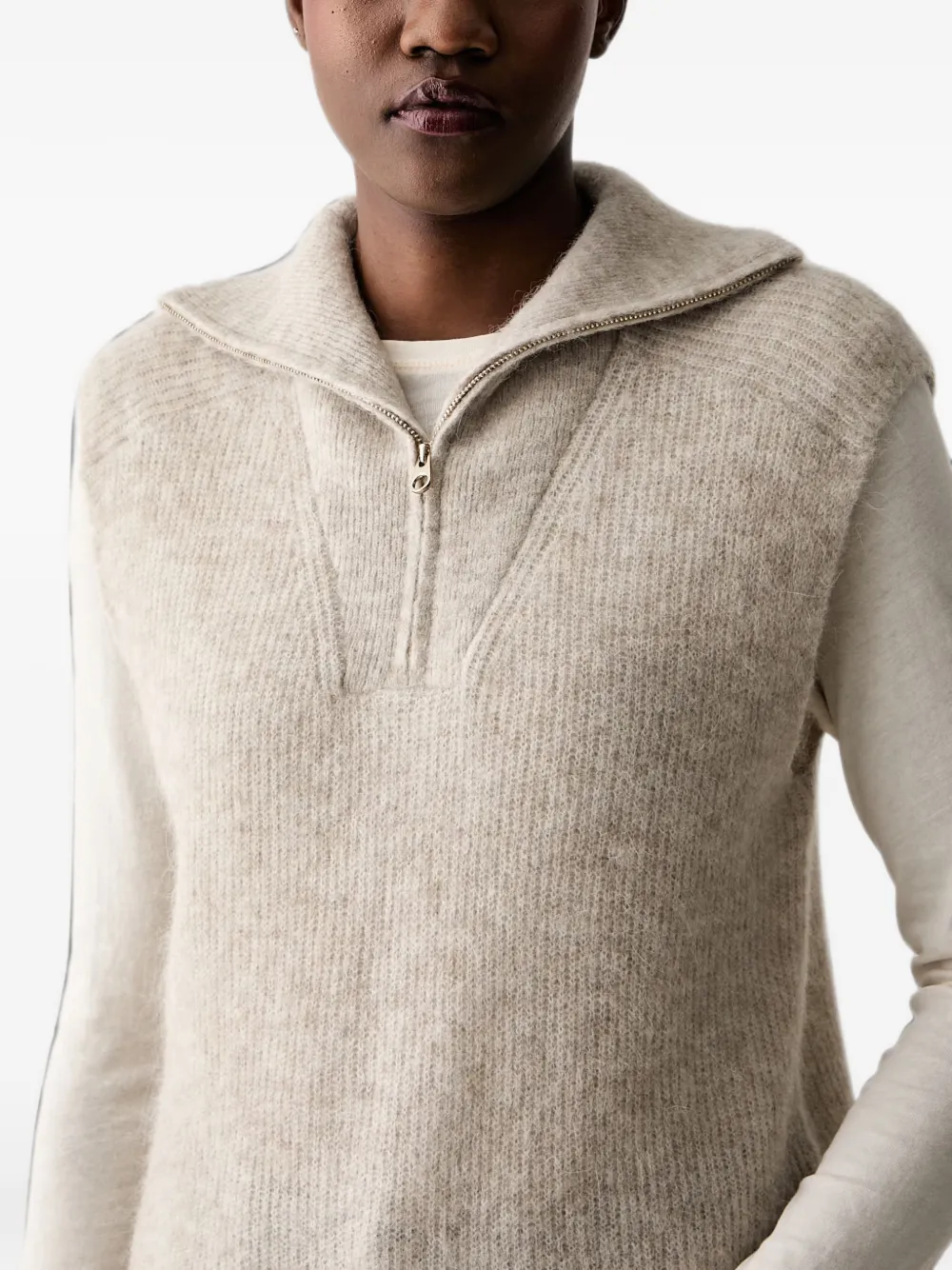 Mos Mosh MMThora gebreide top met kwartrits Beige