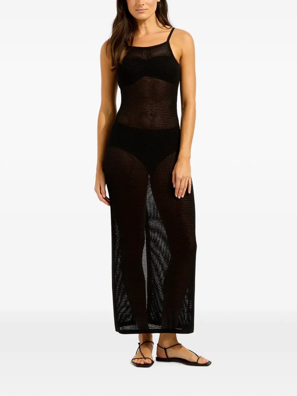 Seafolly crochet-knit beach maxi dress - Schwarz