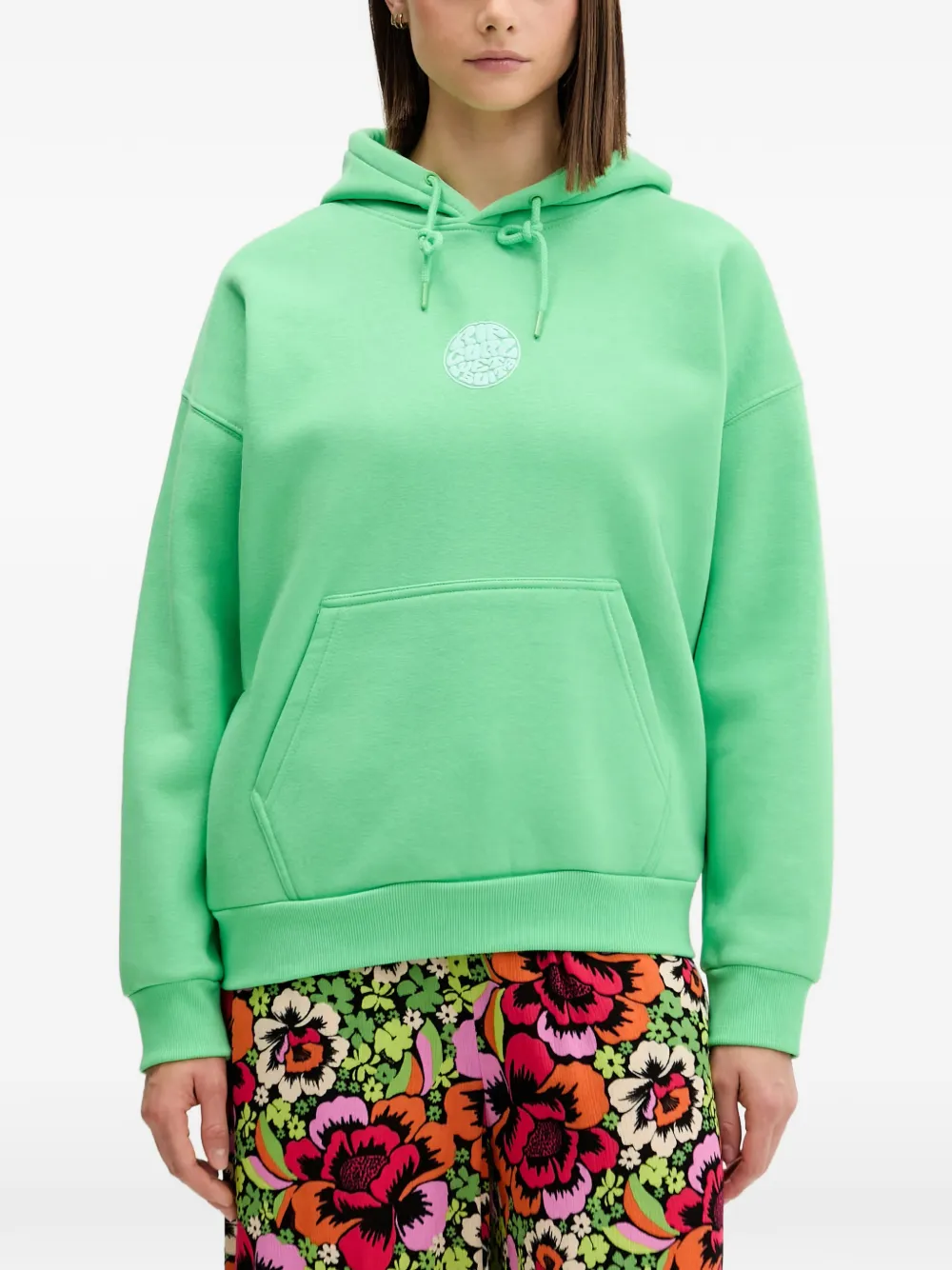 Rip Curl Logo-patch Drawstring Hoodie In Green
