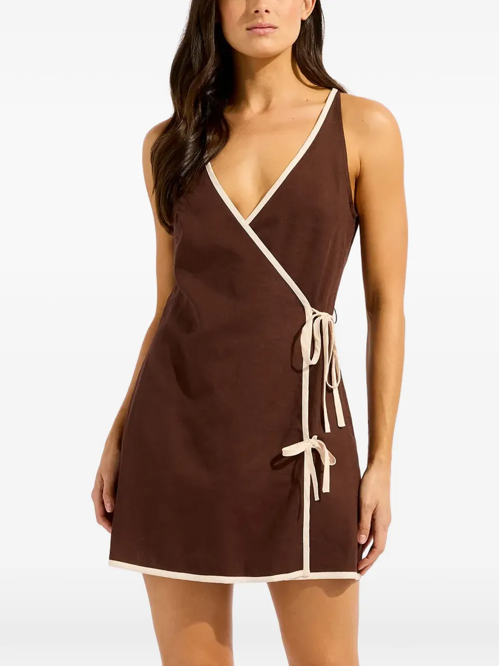 Seafolly contrast-trim wrap mini dress