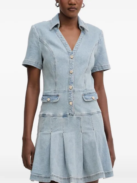Morgan pleated-skirt denim mini dress