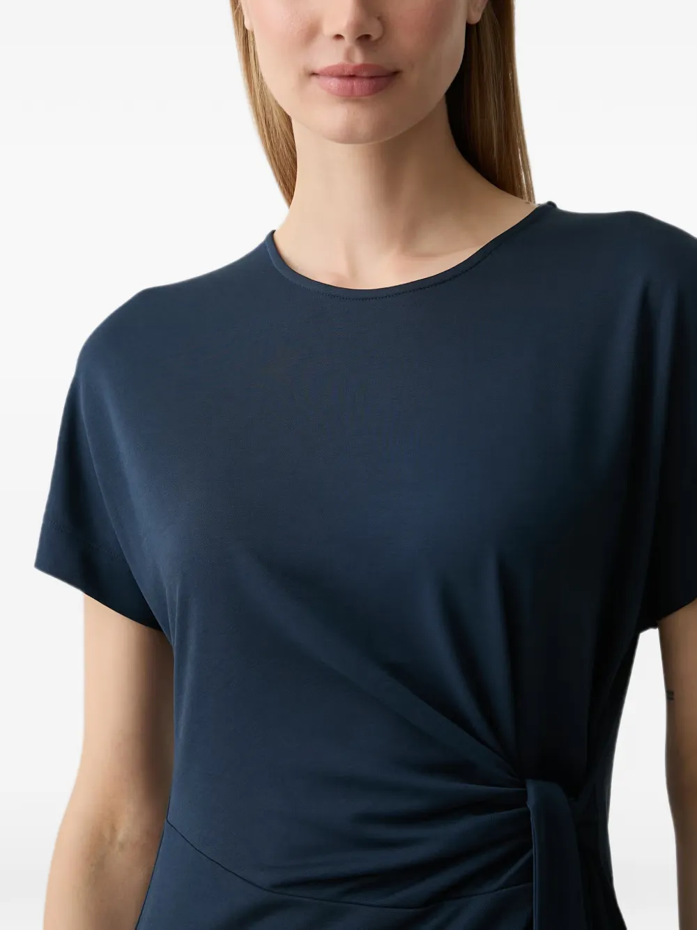 Mos Mosh MMJuliette midi-jurk met korte mouwen en strik Blauw