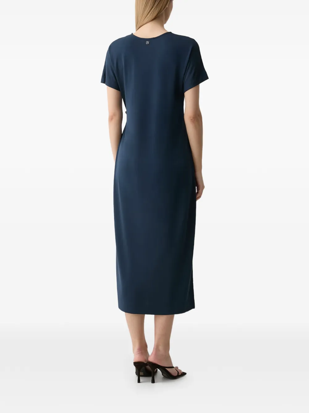 Mos Mosh MMJuliette midi-jurk met korte mouwen en strik Blauw