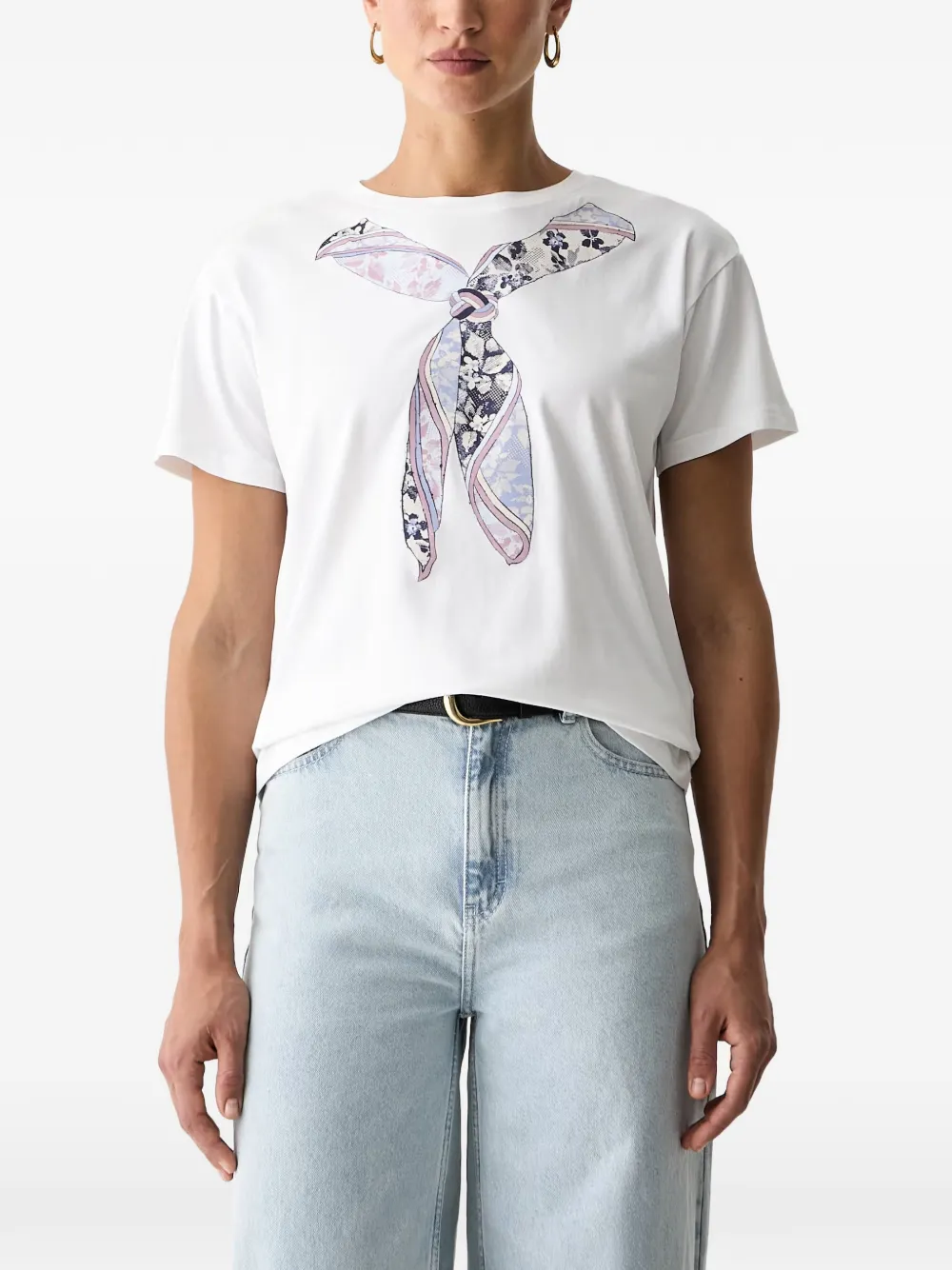 Silvian Heach Santis scarf-print T-shirt Wit