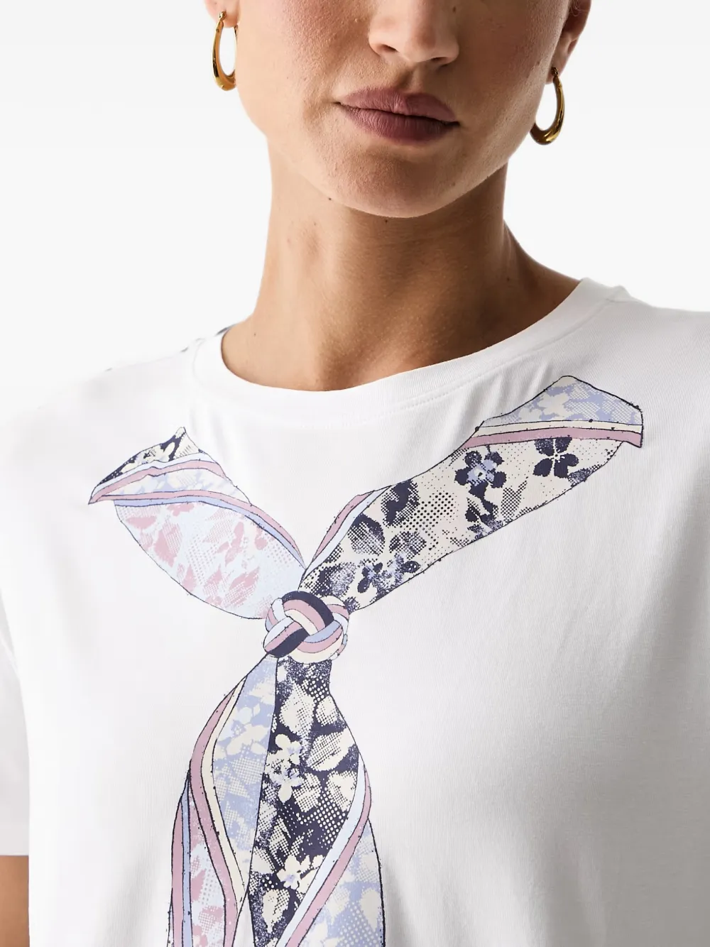 Silvian Heach Santis scarf-print T-shirt Wit