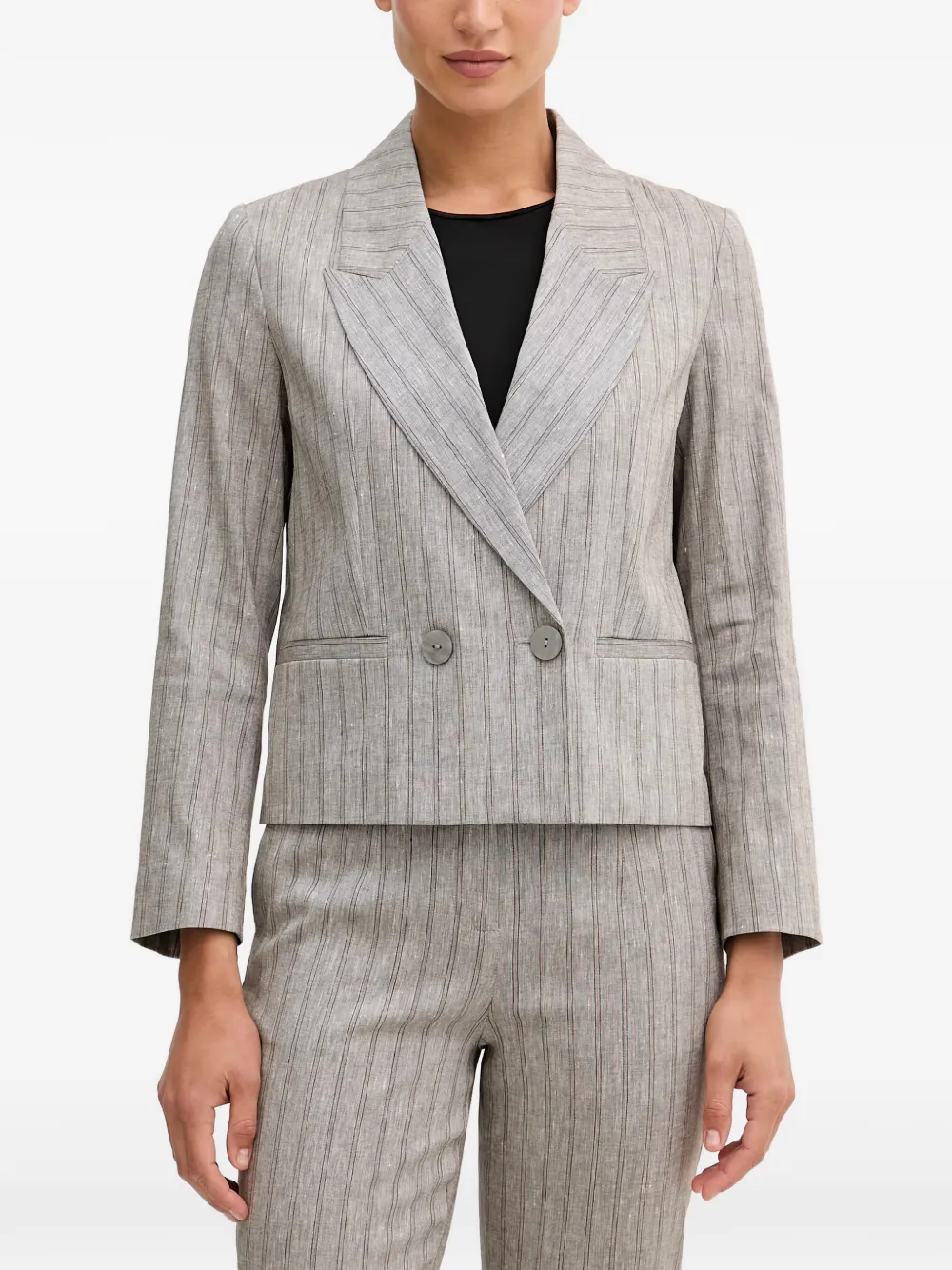 Sisley pinstripe-pattern double-breasted blazer - Grigio