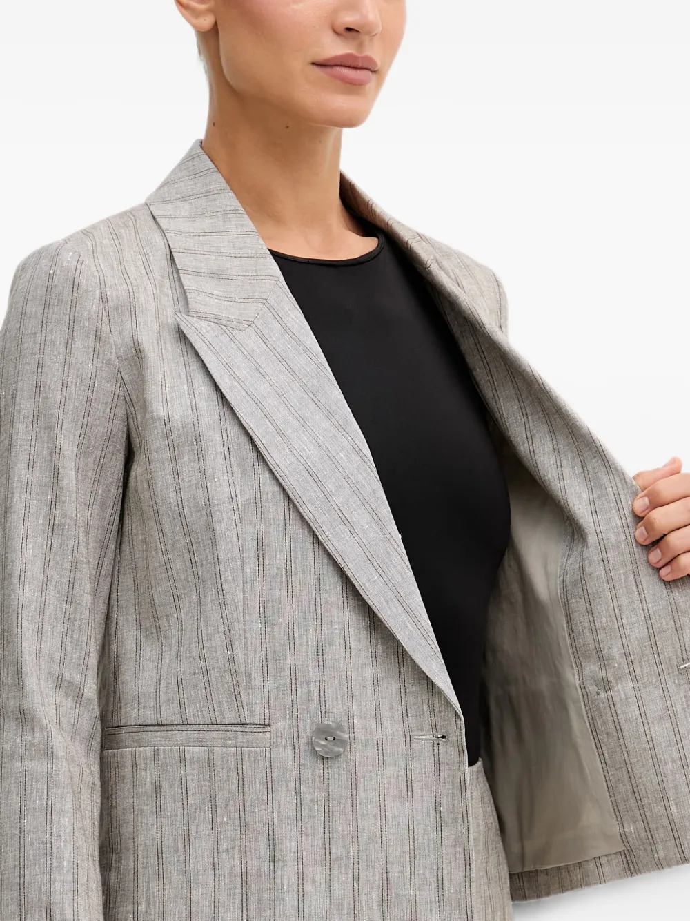 Sisley Blazer met krijtstreep Grijs