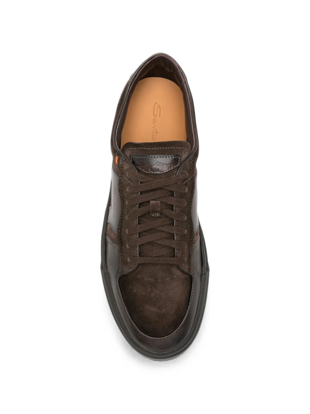 Santoni suede-panelled leather sneakers Bruin