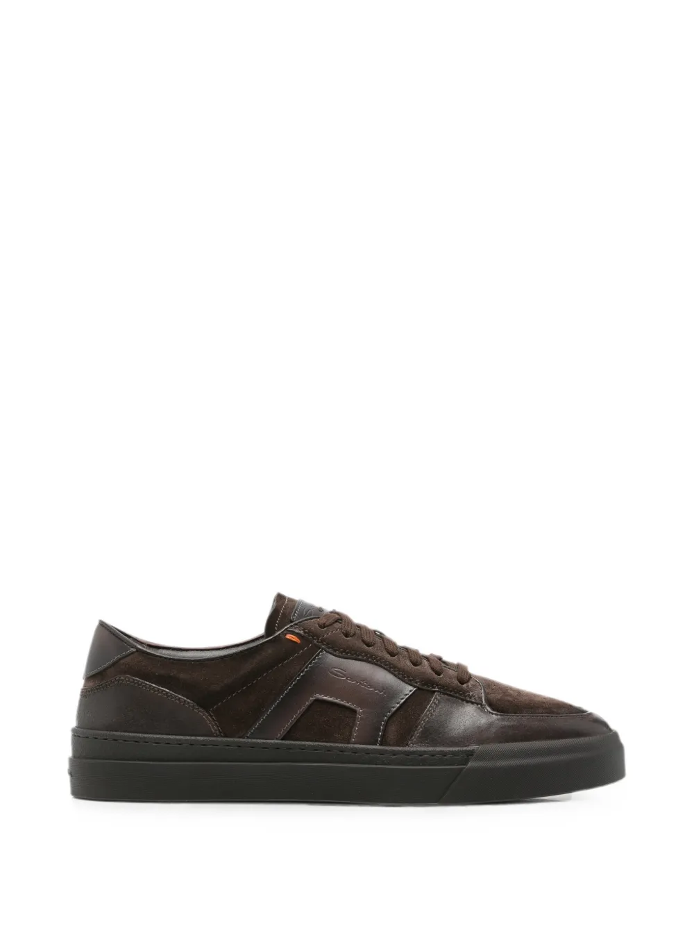 Santoni suede-panelled leather sneakers Bruin
