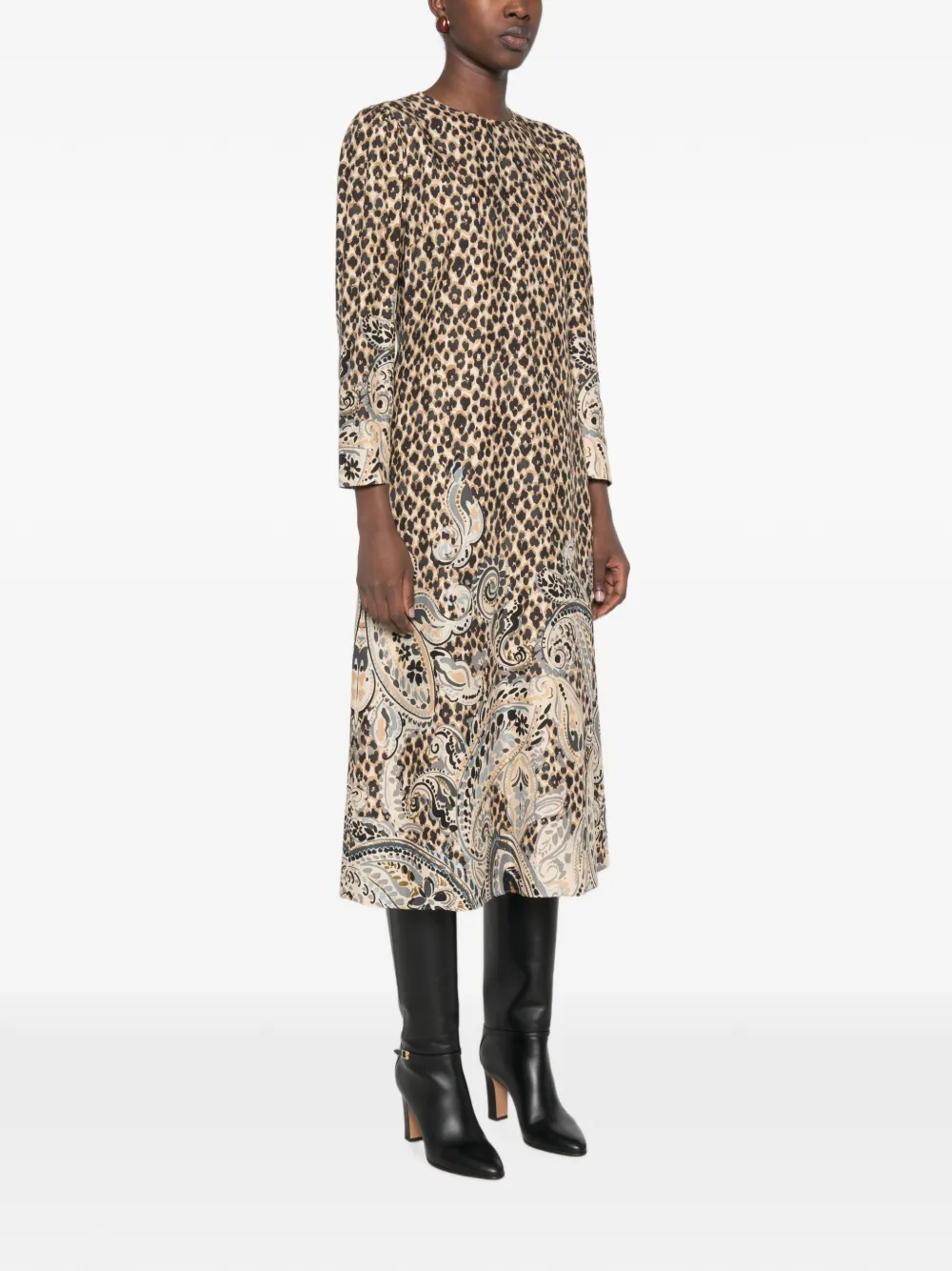 ETRO Midi-jurk met luipaardprint Bruin