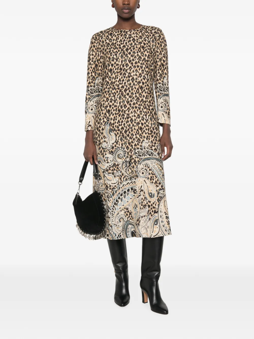 ETRO Midi-jurk met luipaardprint Bruin