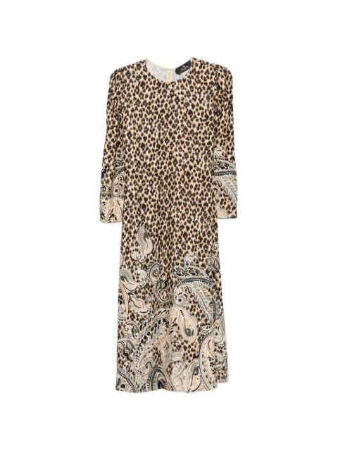 ETRO robe mi-longue à imprimé léopard