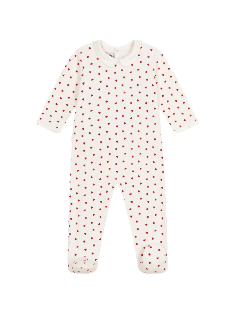 Petit Bateau heart-print Peter Pan collar sleepsuit - Weiß