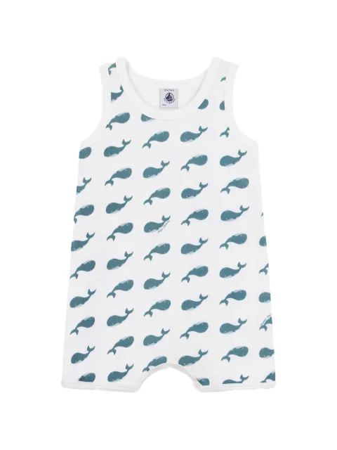 Petit Bateau whale-print sleeveless romper
