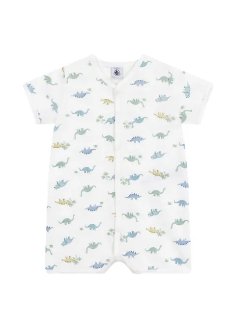 Petit Bateau dinosaur-print short-sleeve romper