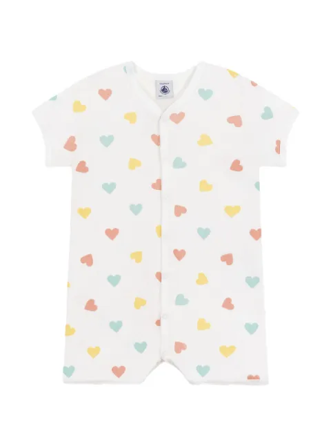 Petit Bateau heart-print short-sleeve romper