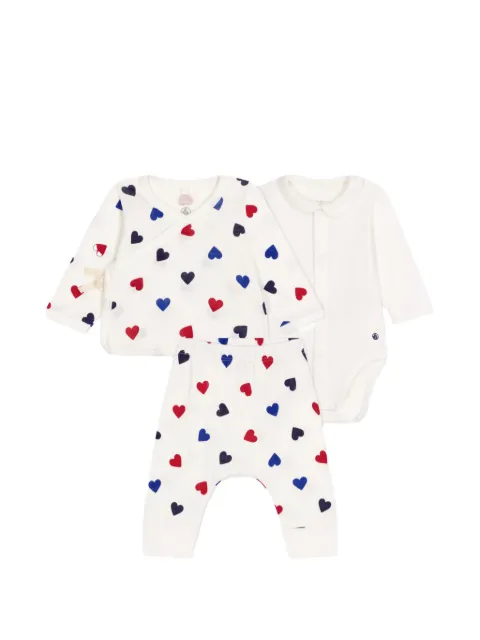 Petit Bateau heart-print three-piece tracksuit