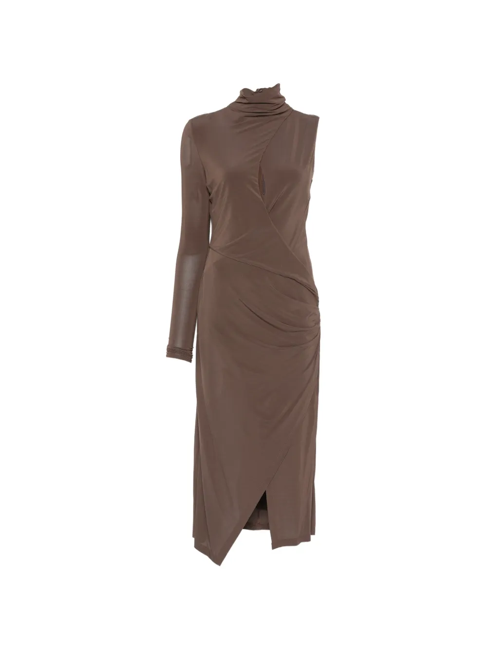 PINKO Cadillac cut-out asymmetric midi dress - Marrone