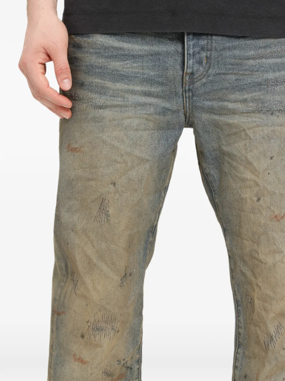 Purple Brand Jeans met verfspetters Blauw