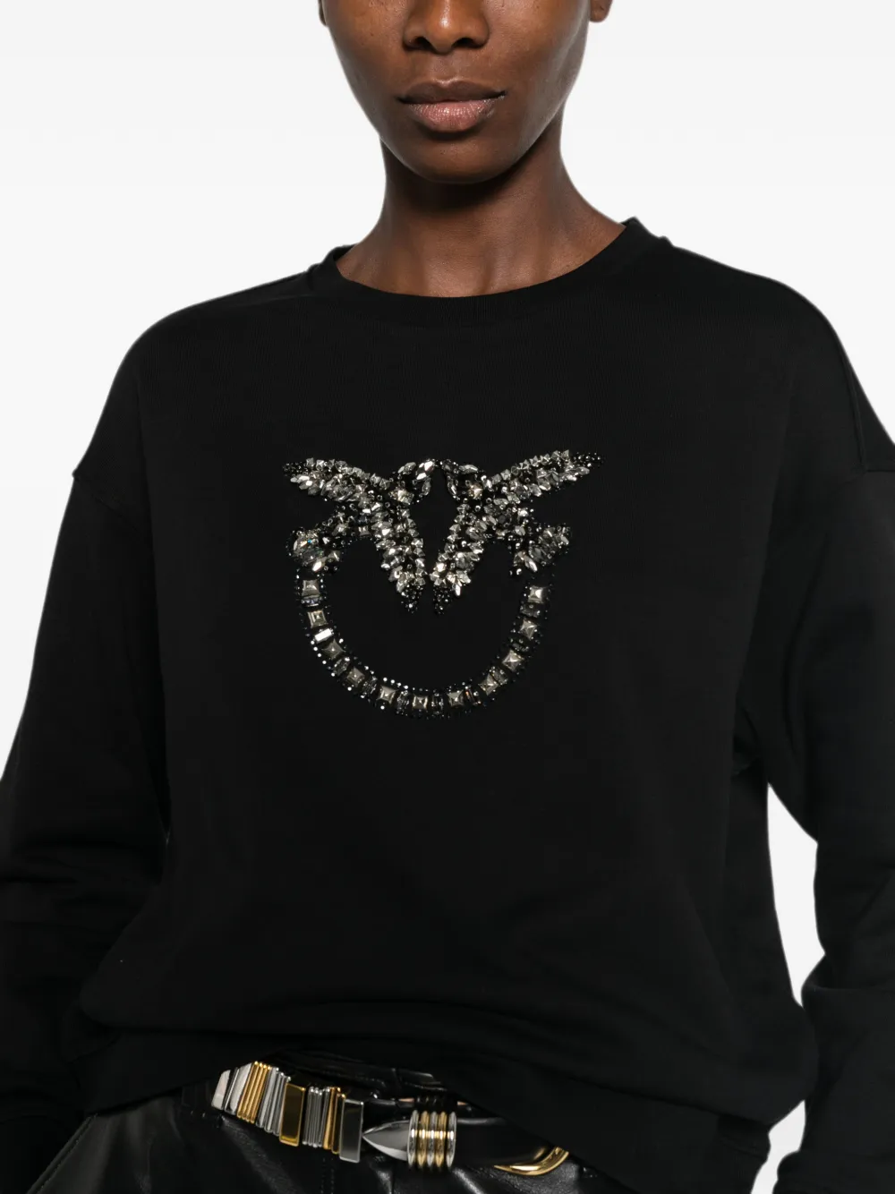 PINKO Love Birds verfraaide trui Zwart