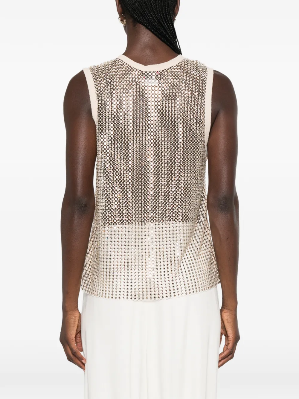 PINKO sequin-embellished tank top Beige