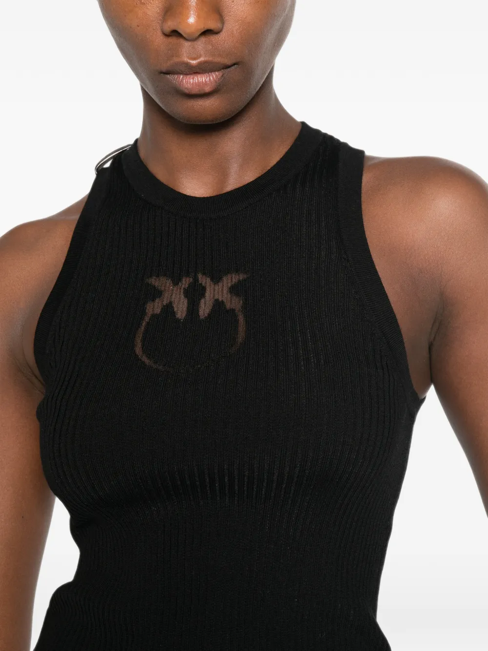 PINKO Love Birds ribgebreide top Zwart