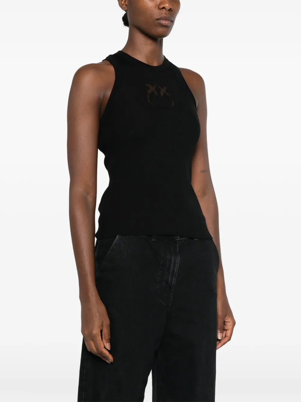 PINKO Love Birds ribgebreide top Zwart