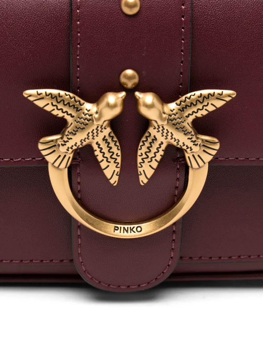 PINKO Escape love birds kleine leren schoudertas Rood