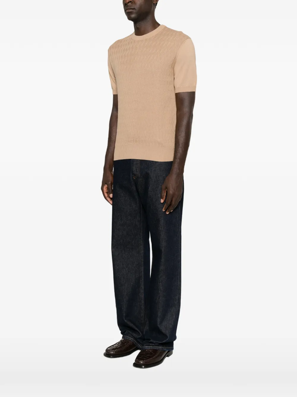 Canali T-shirt met korte mouwen Beige