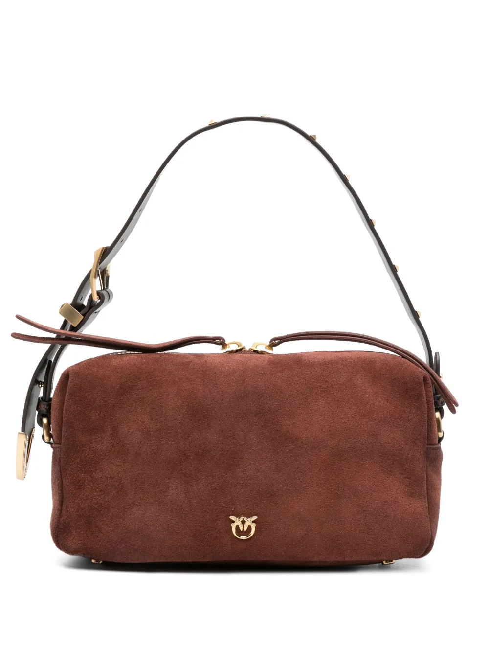 PINKO studded leather-strap shoulder bag - Braun