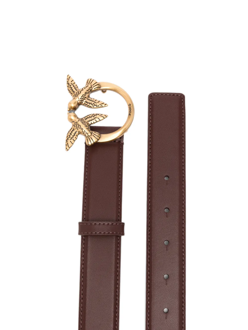 PINKO Love Birds leren riem Bruin