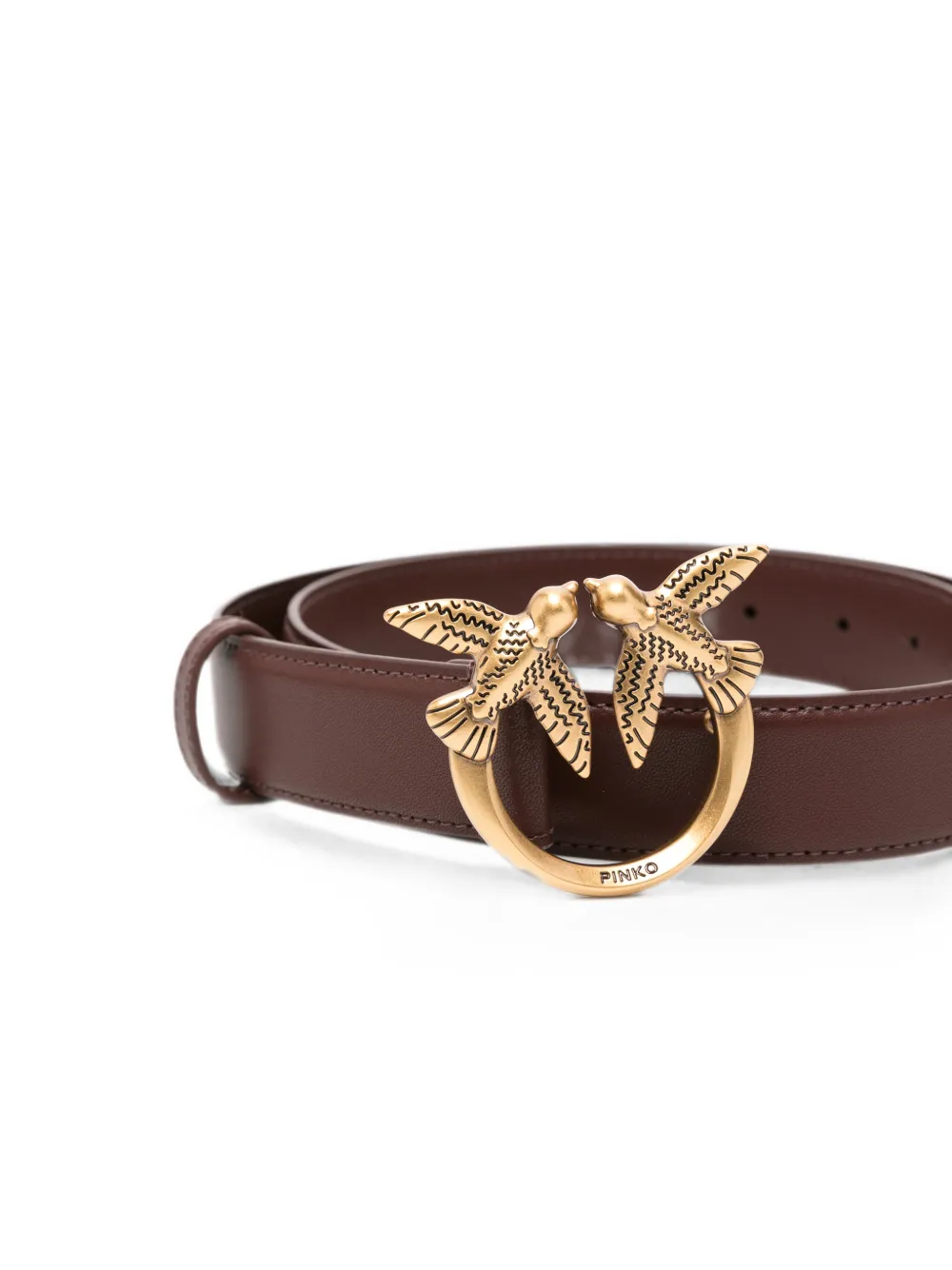 PINKO Love Birds leren riem Bruin