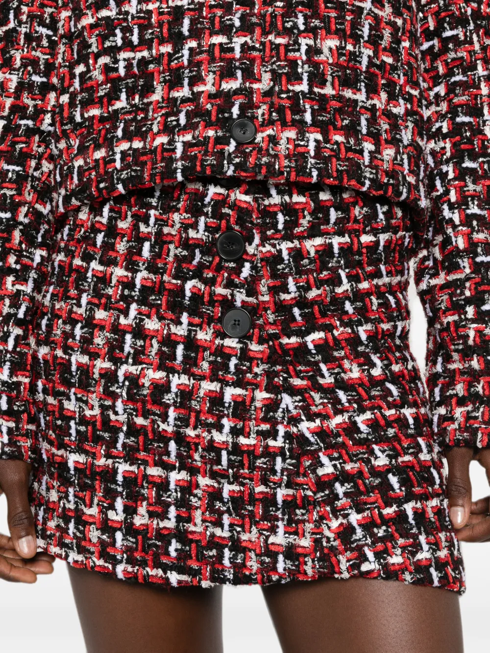 IRO Bouclé mini-rok met knopen Zwart