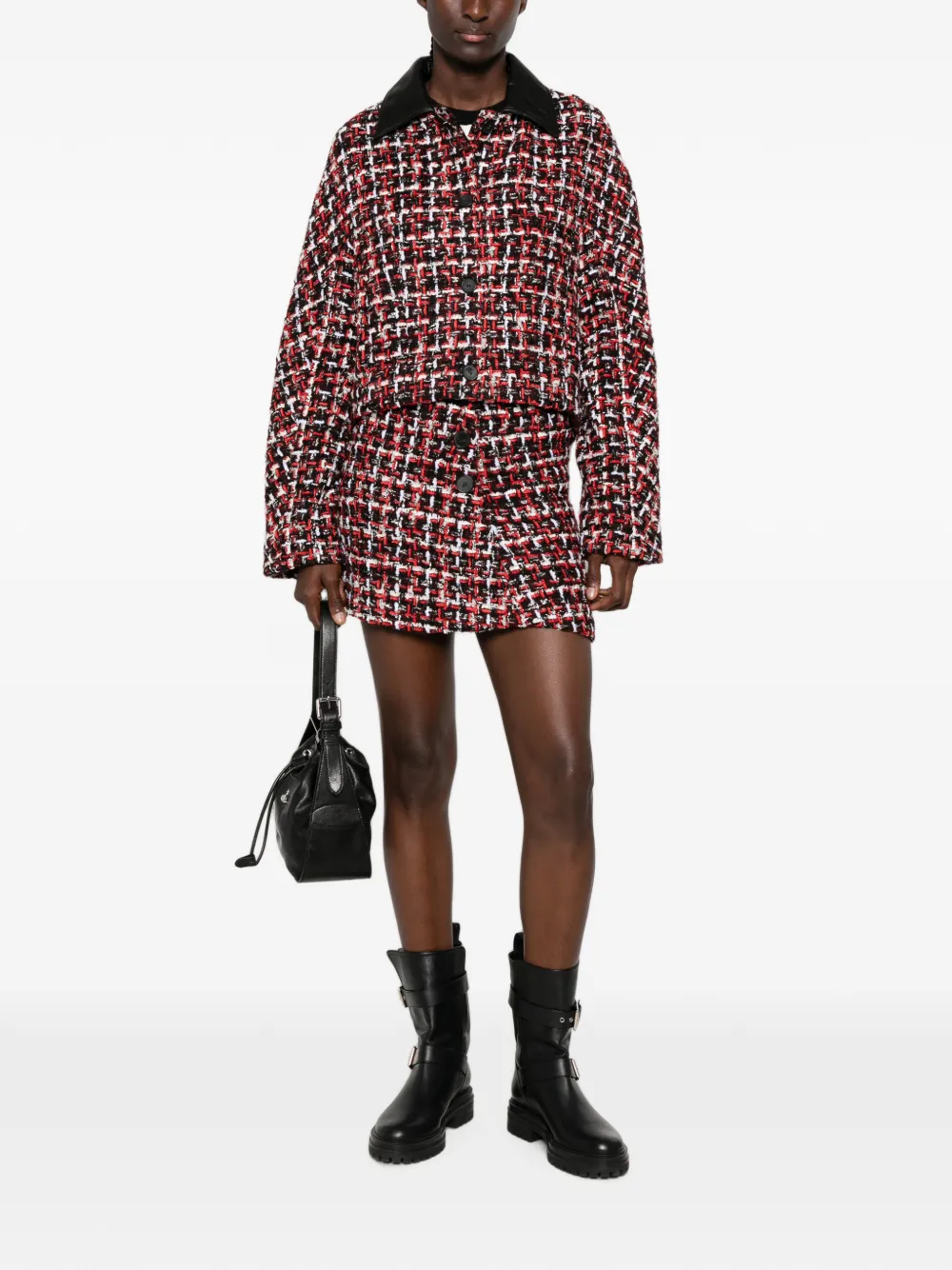 IRO Bouclé mini-rok met knopen Zwart
