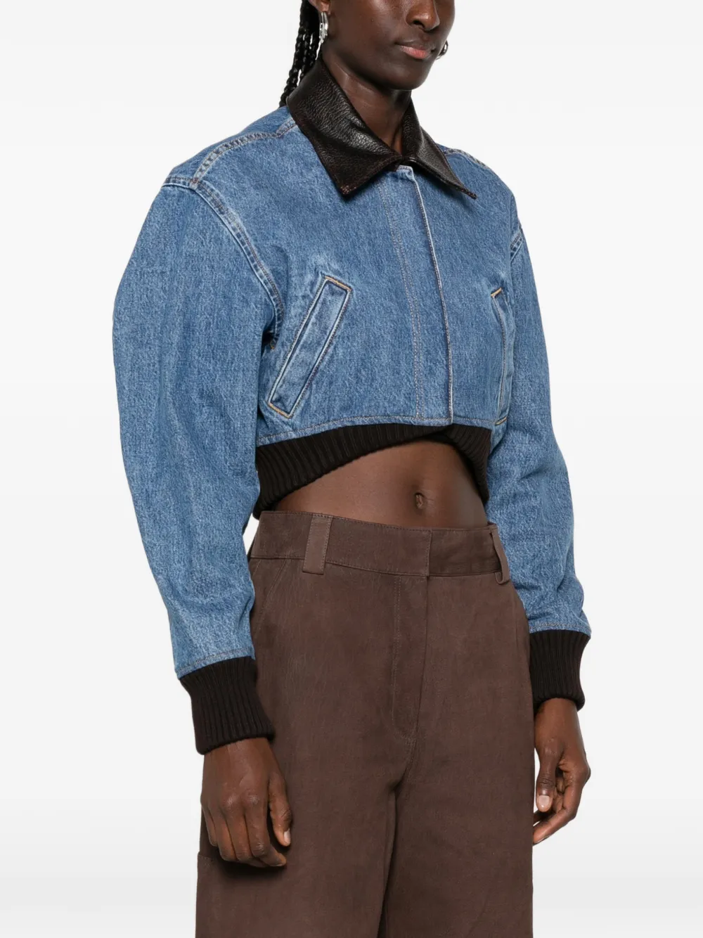 IRO Cropped jack met contrasterende kraag Blauw