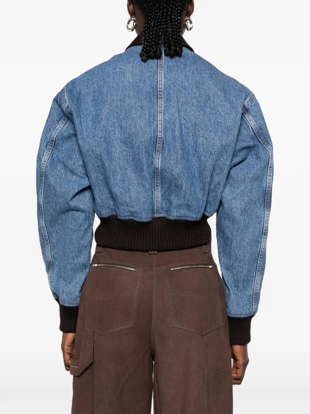 IRO Cropped jack met contrasterende kraag Blauw