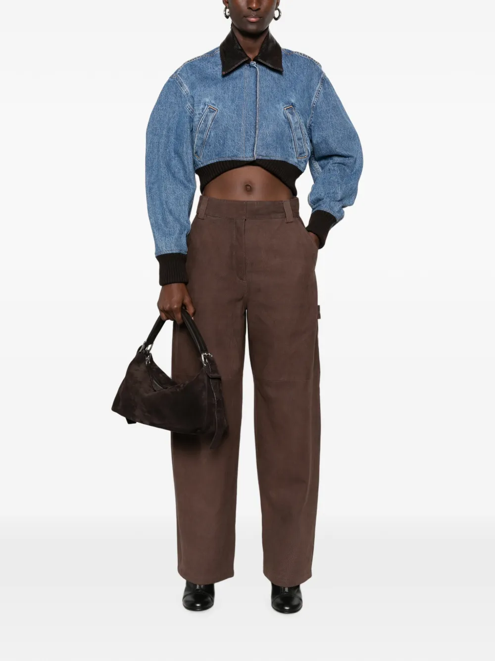 IRO Cropped jack met contrasterende kraag Blauw