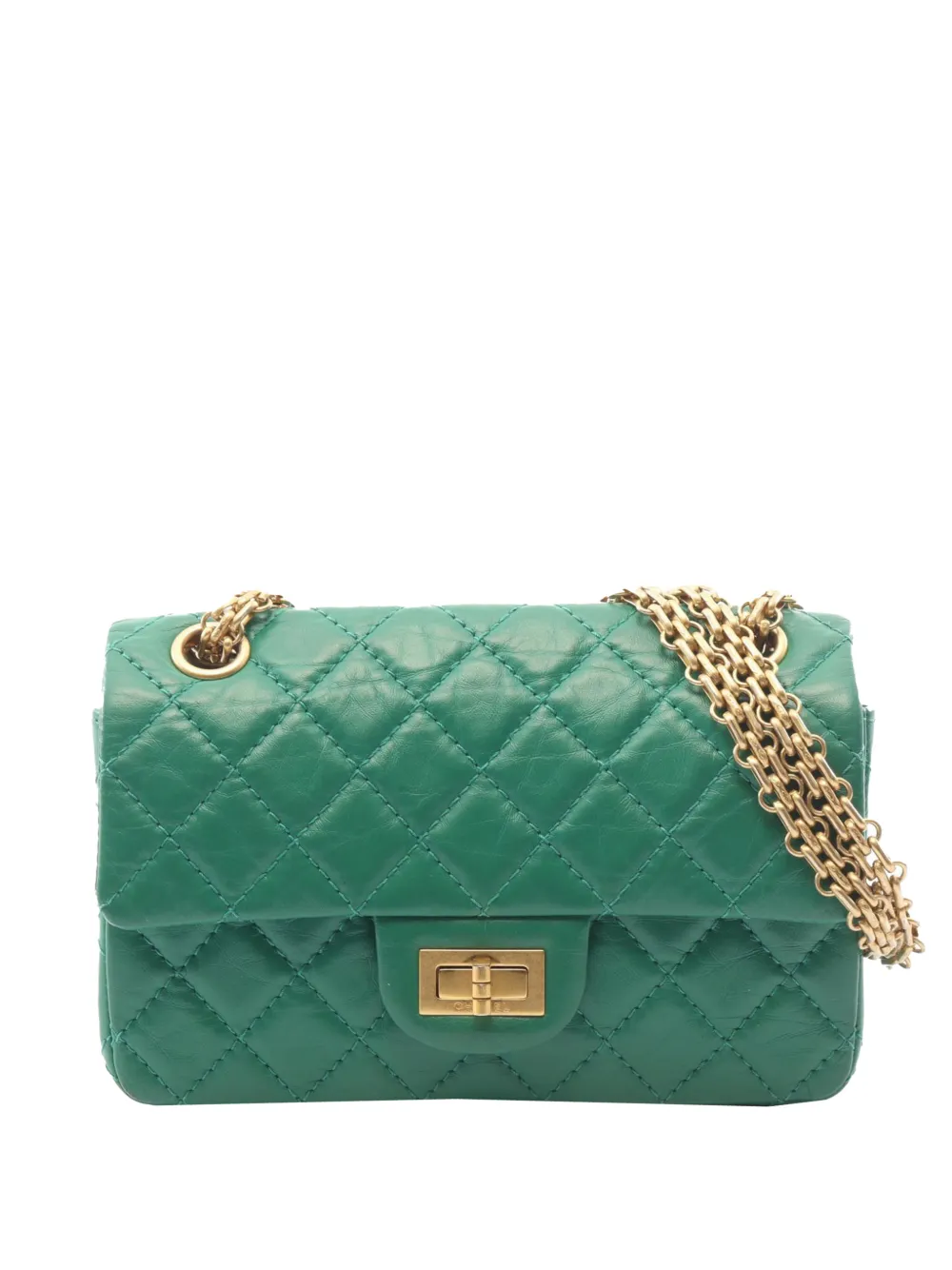 CHANEL Pre-Owned 2021-2026 Quilted Aged Calfskin Reissue 2.55 Single Flap 224 crossbody bag - Green