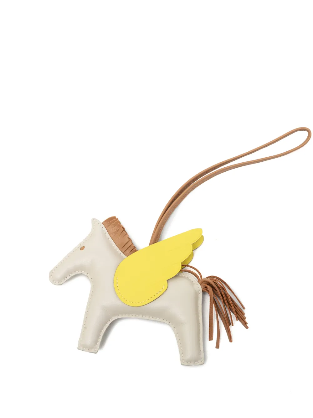 Hermès Pre-Owned 2021 Milo Lambskin and Swift Grigri Rodeo Pegase Bag Charm MM key chain - Weiß