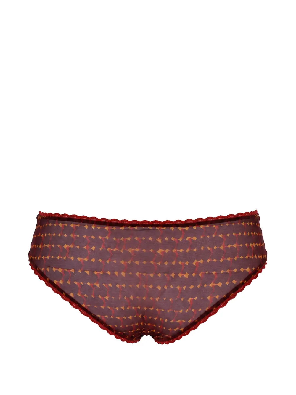 Laura Urbinati Slip met geometrische print en kanten afwerking Rood