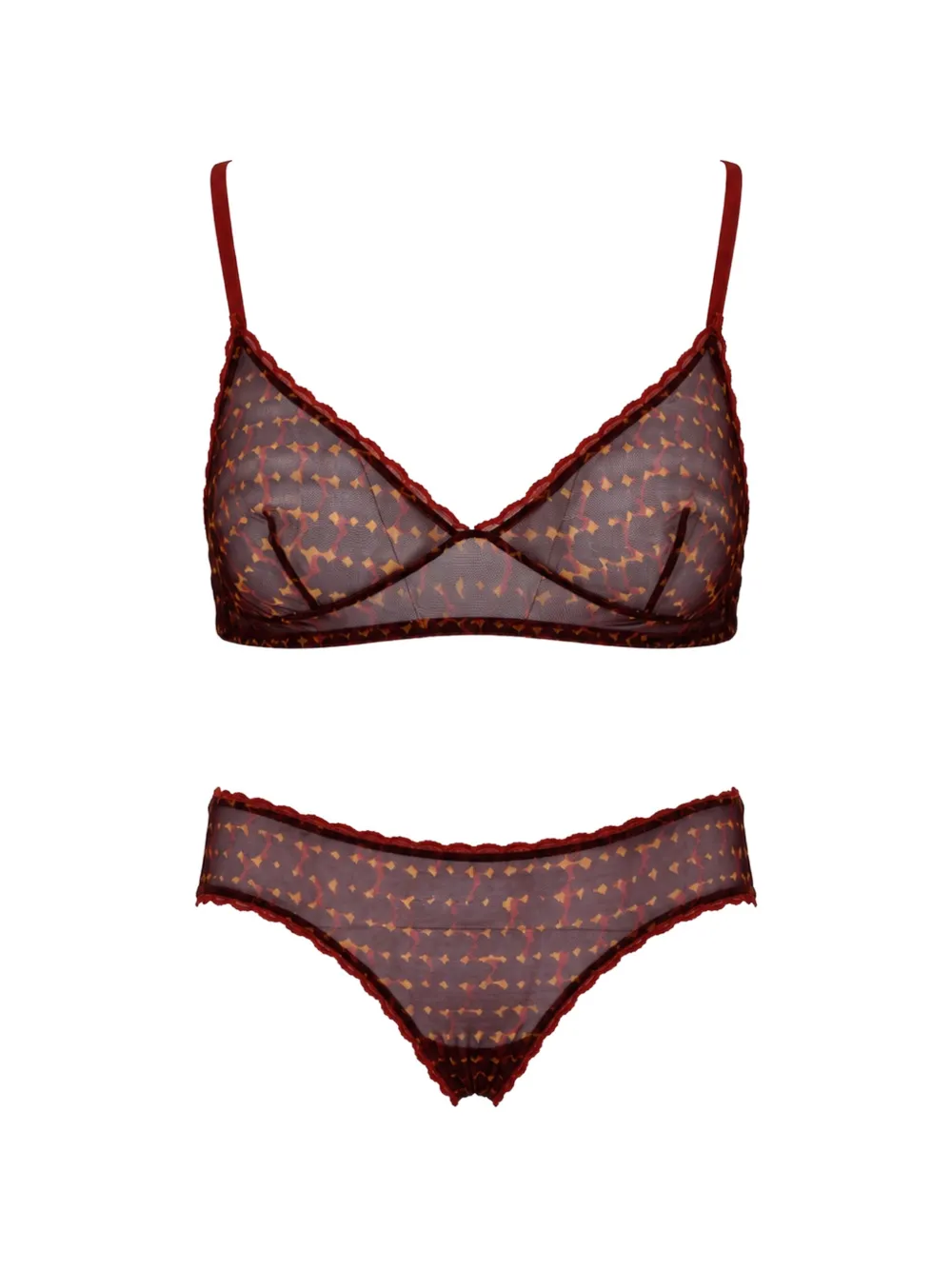 Laura Urbinati Slip met geometrische print en kanten afwerking Rood
