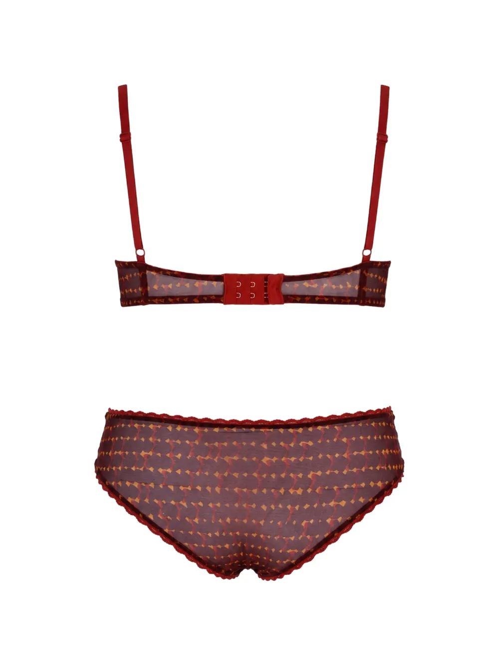 Laura Urbinati Slip met geometrische print en kanten afwerking Rood