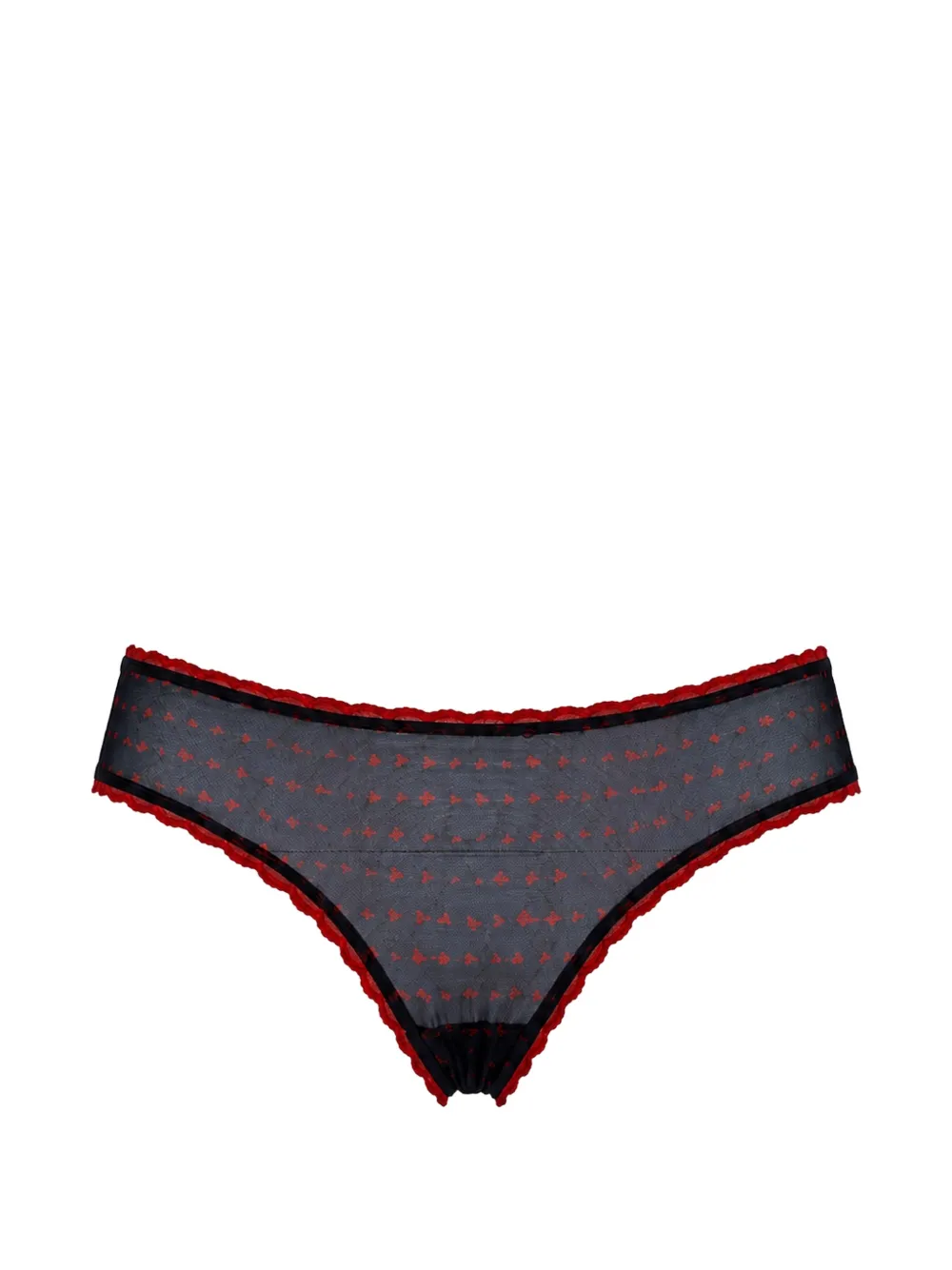 Laura Urbinati Slip aus Mesh mit Spitzenbesatz - Schwarz
