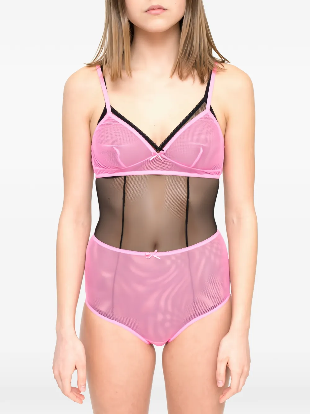 Laura Urbinati Mesh slip met strik-detail Roze