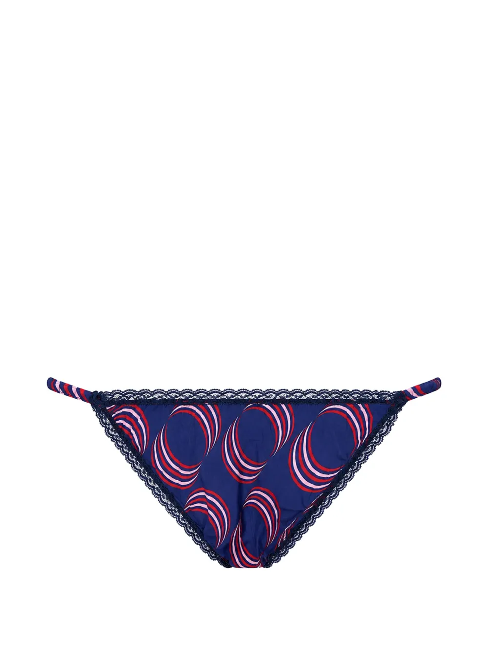 Laura Urbinati Slip met kanten afwerking en grafische print Blauw