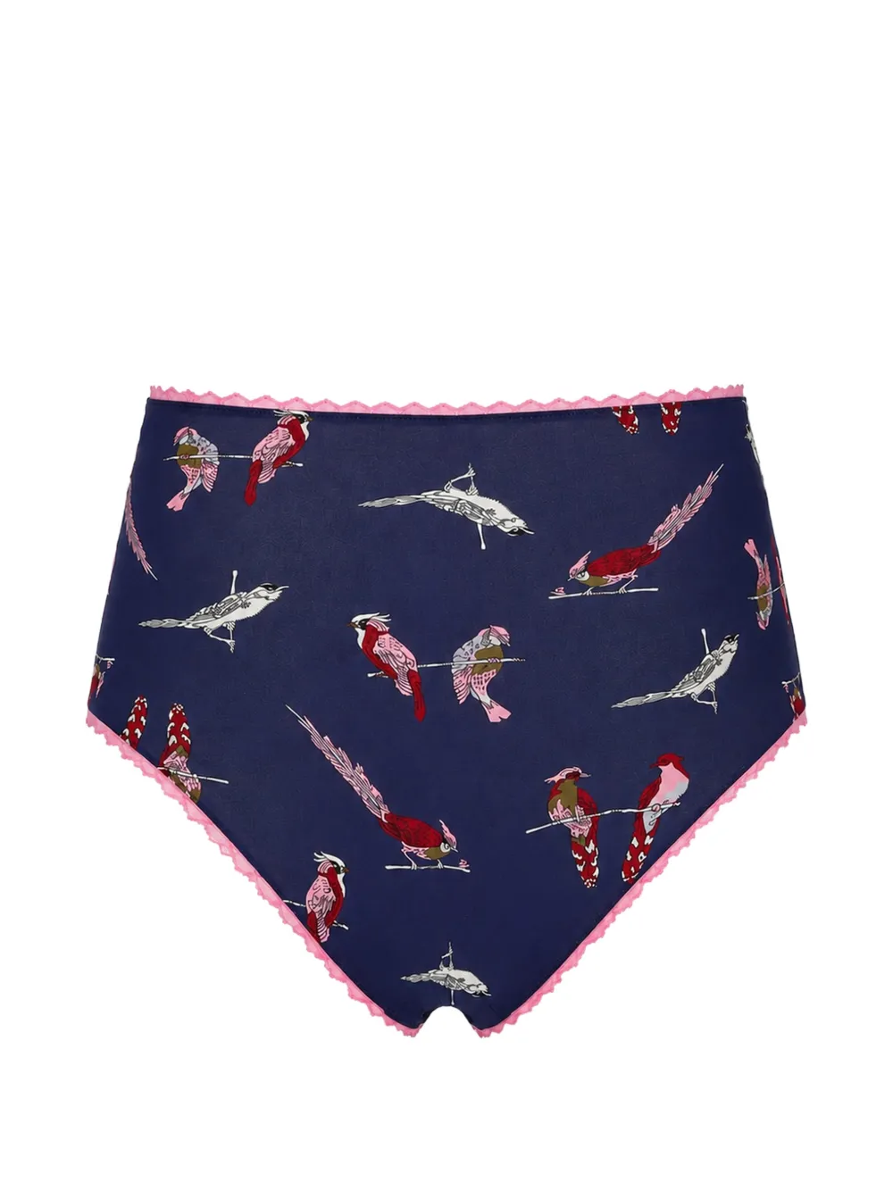 Laura Urbinati Slip met gewelfde afwerking en vogel-print Blauw